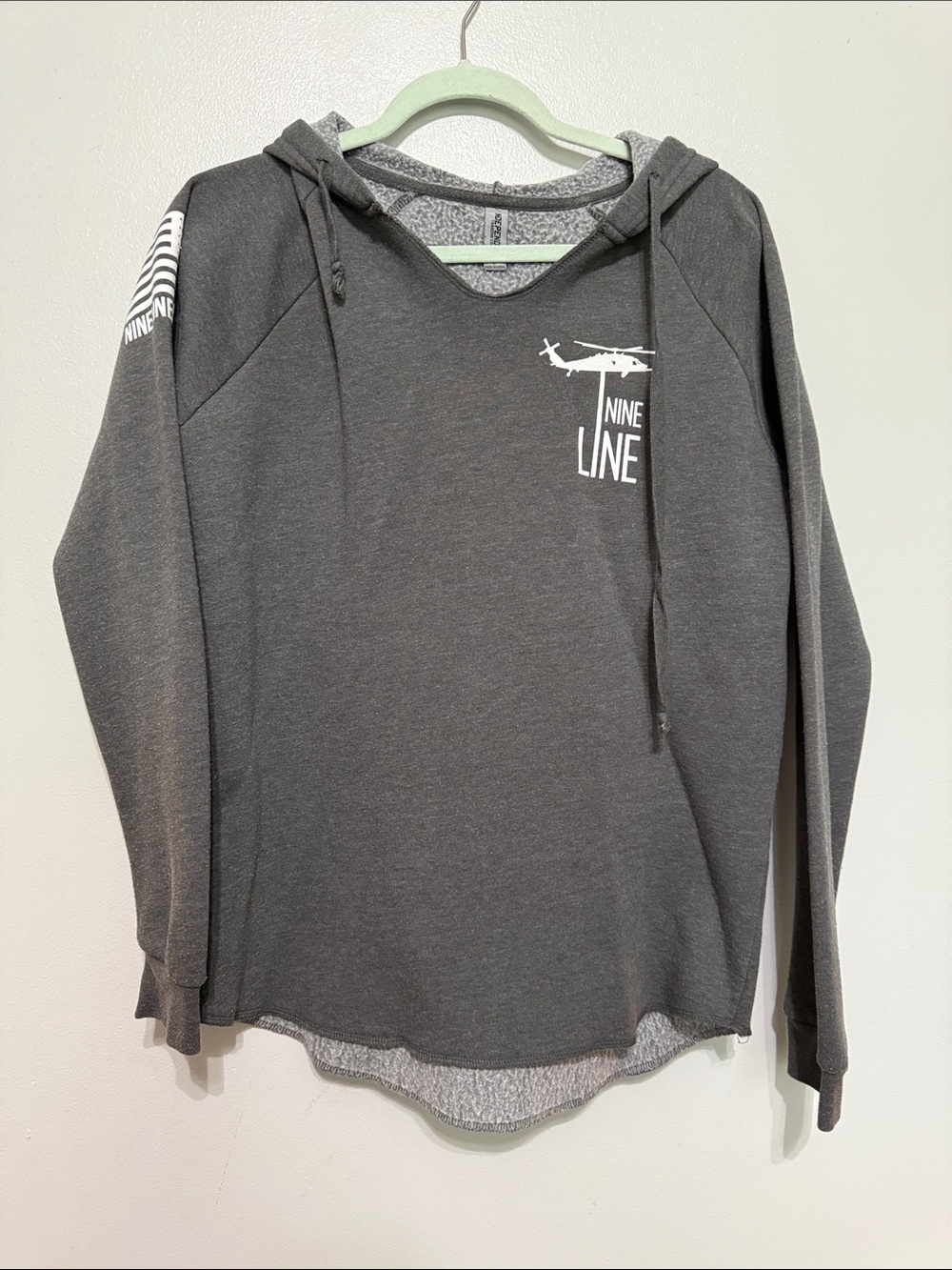 Gray Hooded Long Sleeve Top